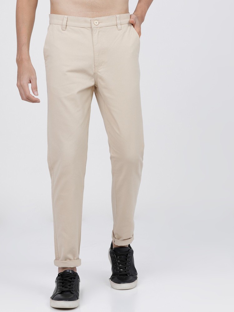 Mens Casual Cotton Chino Trousers in Stone Beige  Mens Casual Wear  SIRRI