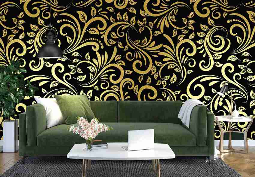 Zedexgraphics Decorative Black Gold Wallpaper Price in India