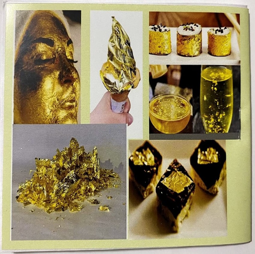 24k Edible Gold Leaves 50X75 MM 10 Sheets of Gold Varak Vark For Decoration  Cakes Sweets Preparations Foods Jain Temple Ayurvedic Medicine Anti Aging