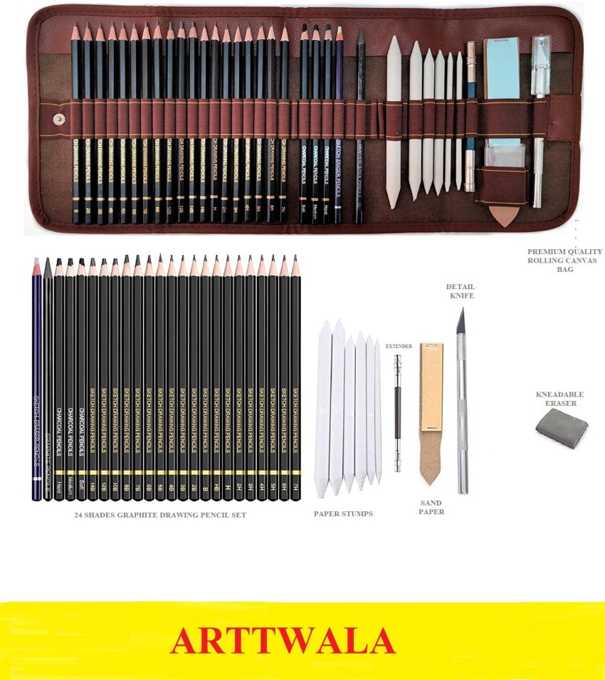 Flipkart.com | Definite Art 43 Pcs Sketching and Drawing Professional Art  Tool Kit Set - 17 X Graphite Pencils, 3 X White Paper Stumps, 4 X Black  Charcoal Pencils (2 Soft, 1