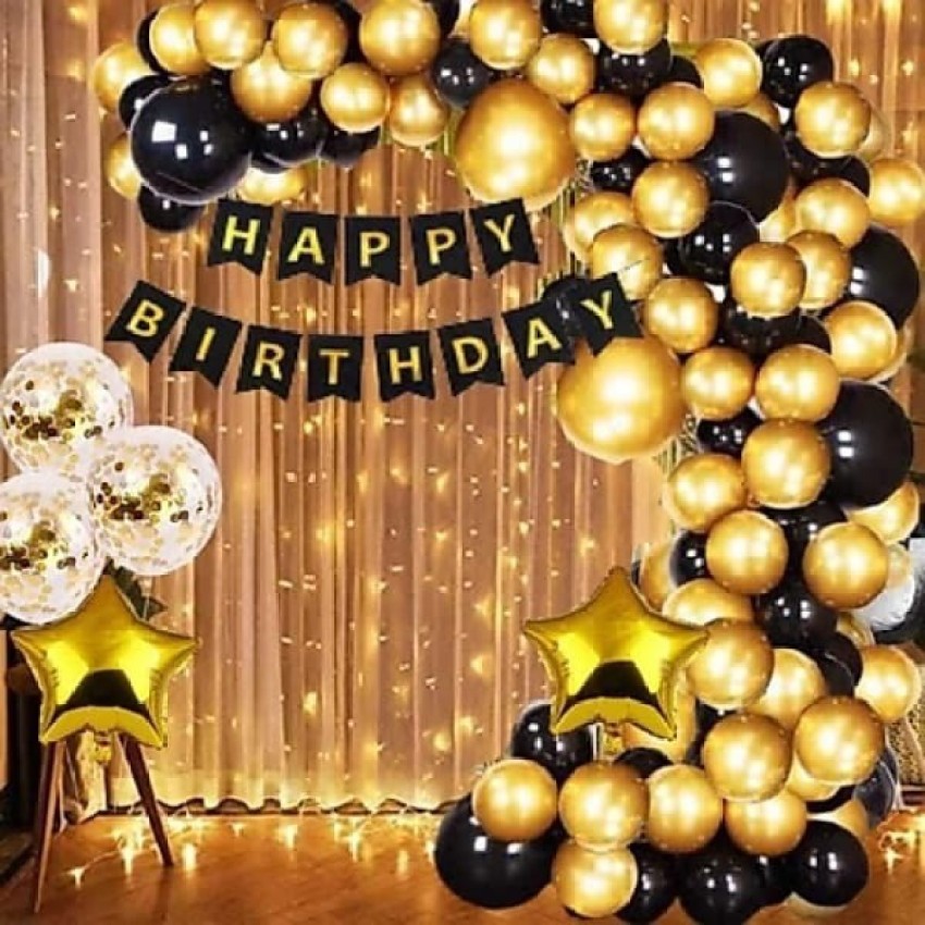 Rose Gold Birthday Decoration Kit-42Pcs Happy Birthday Photo Banner with  Black Rose Gold Metallic Ballons Led Light for Baby Girls, Boys, Women,  Wife Theme Celebration Items - Party Propz: Online Party Supply