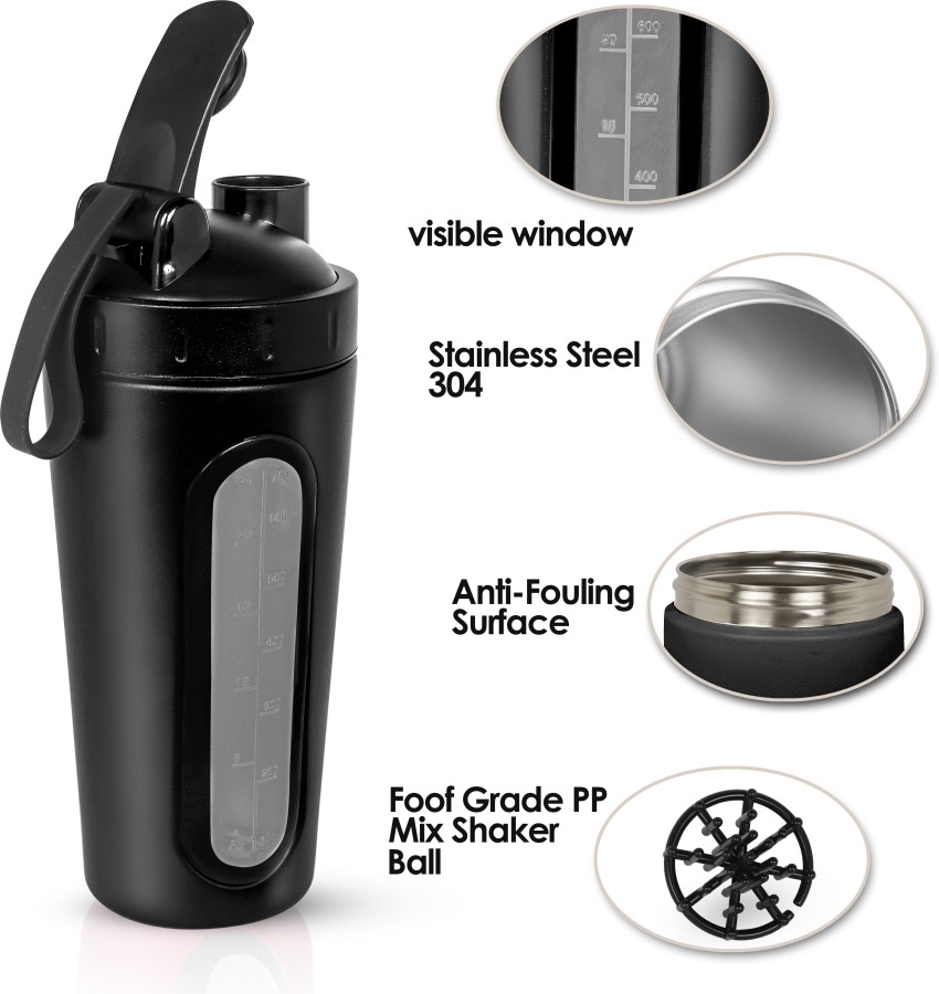 Stainless Steel Protein Shaker Bottle w/ Window