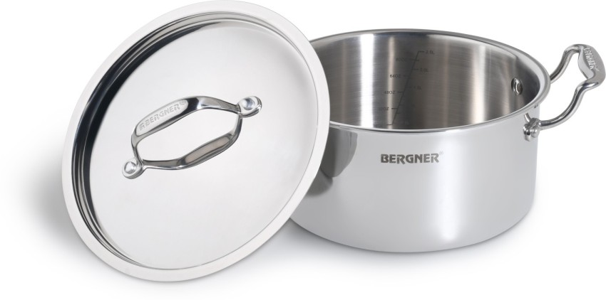 Bergner Stainless Steel 3-Ply 3.1 Liter 26 cm Saute pan With Lid Induction  Base