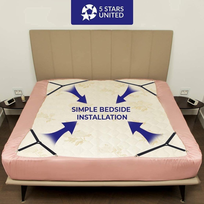  5 STARS UNITED Bed Sheet Straps Set, Elastic Fasteners