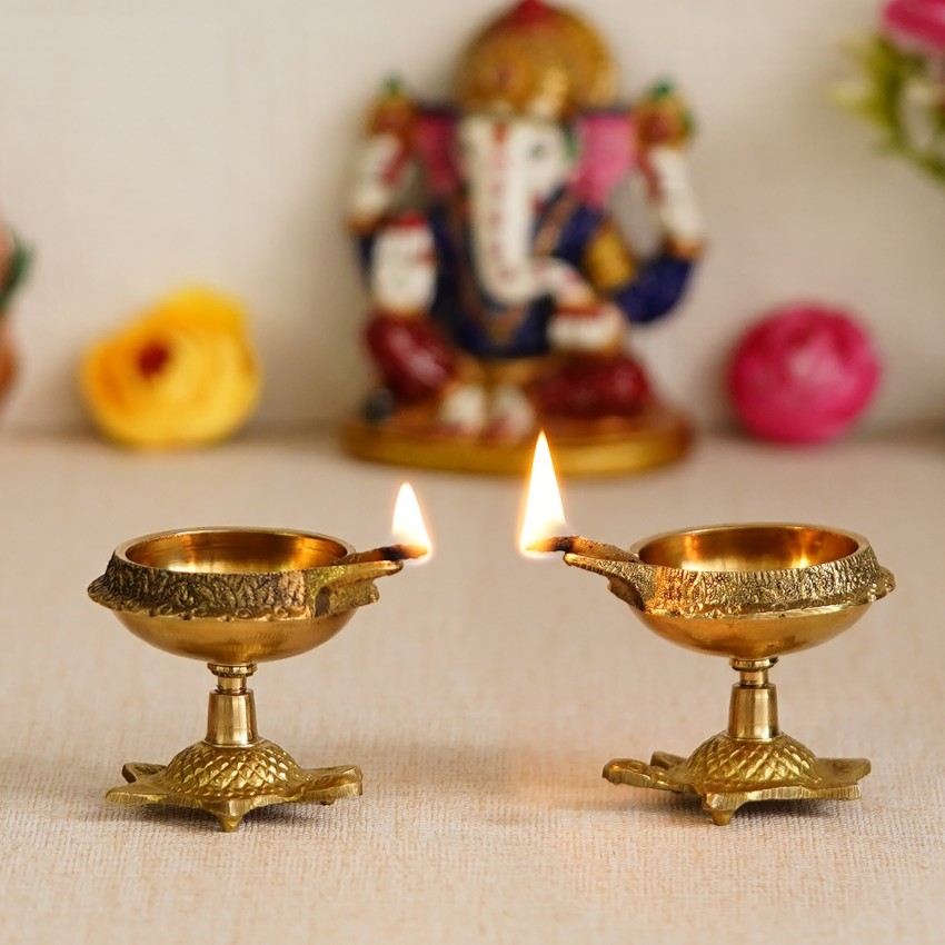 Hand-etched Brass Diya & Incense Holder Set – Trove Craft India