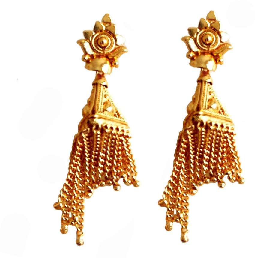 1 Gram Gold Fancy Mangalsutra Oxidised Gold Earrings German Silver Earrings   Studs Bali Round Pendants
