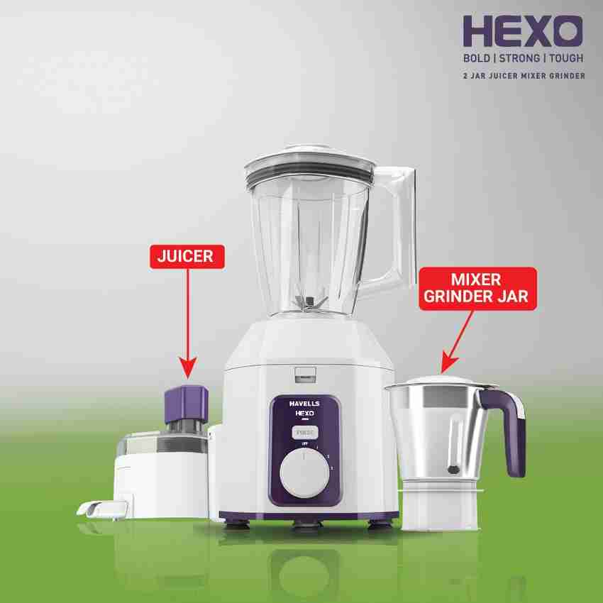 HAVELLS Hexo 2 Jar 1000 W Juicer Mixer Grinder with 1 year