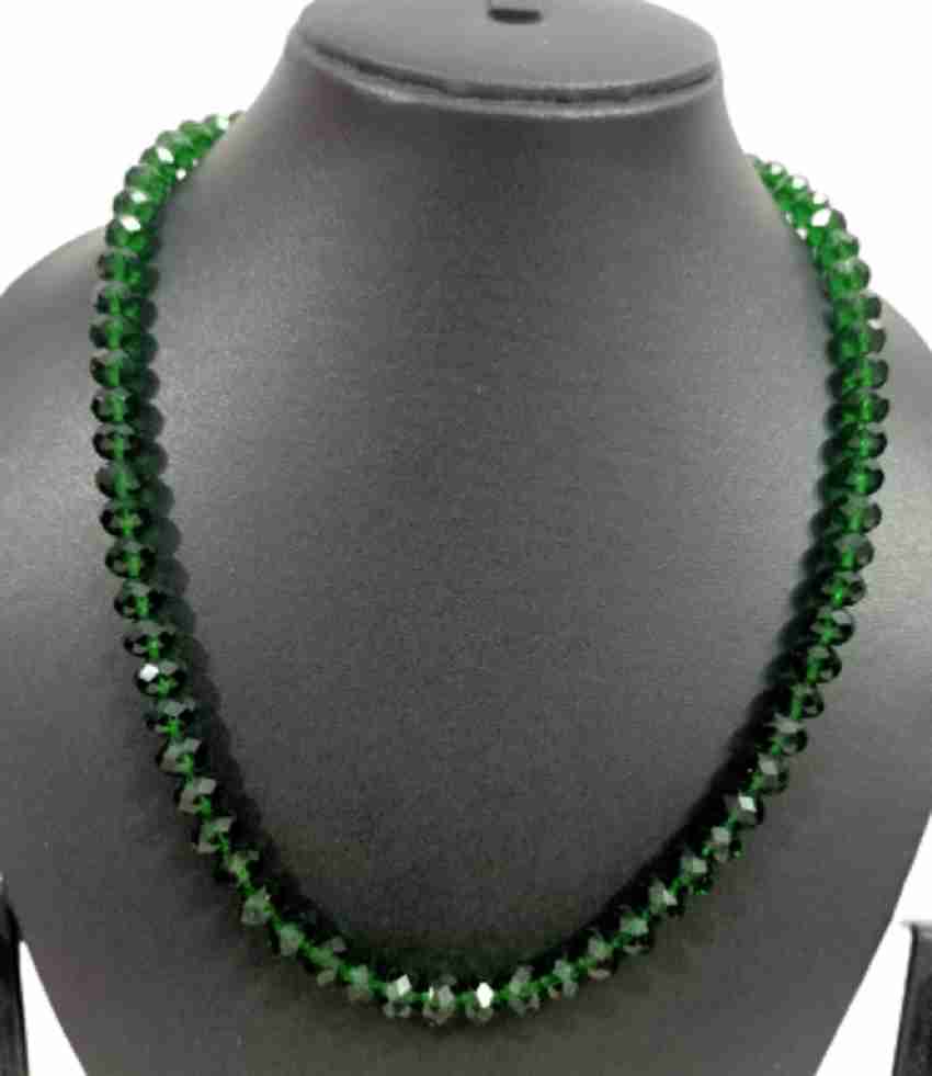 Haryali shiny Dark Green color tyre shape 8mm crystal mala for woman girl Crystal Crystal Necklace Price in India Buy Haryali shiny Dark Green color tyre shape 8mm crystal mala