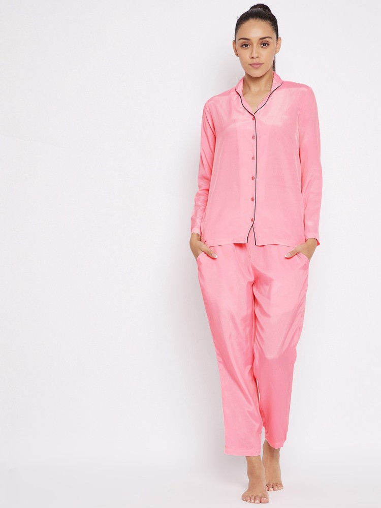 Silk pink pj discount set