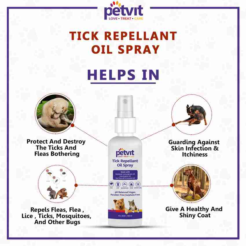 Petvit Tick Repellent Oil Spray with Coconut Oil Tea Tree Oil