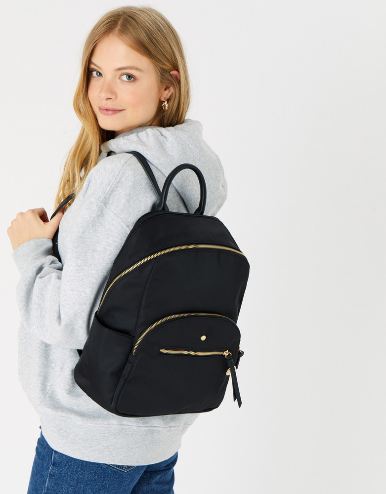 ACCESSORIZE LONDON Nell Nylon Backpack Rucksack 40 L BLACK