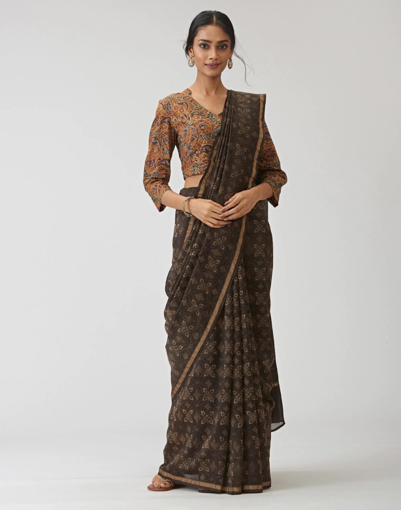 Buy Fabindia Printed Daily Wear Cotton Silk Brown Sarees Online @ Best  Price In India