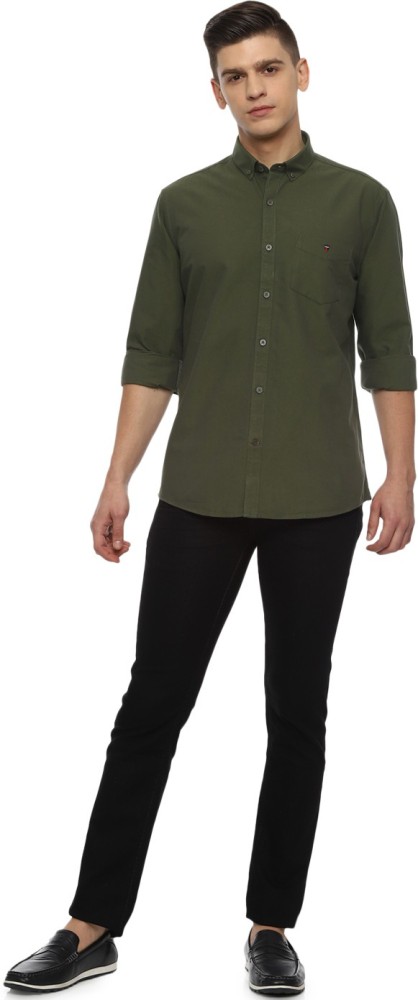 Louis Philippe Casual Shirts : Buy Louis Philippe Men Olive Full Sleeves  Casual Shirt Online