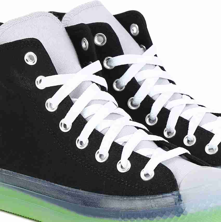 Mens black and sales white converse high tops