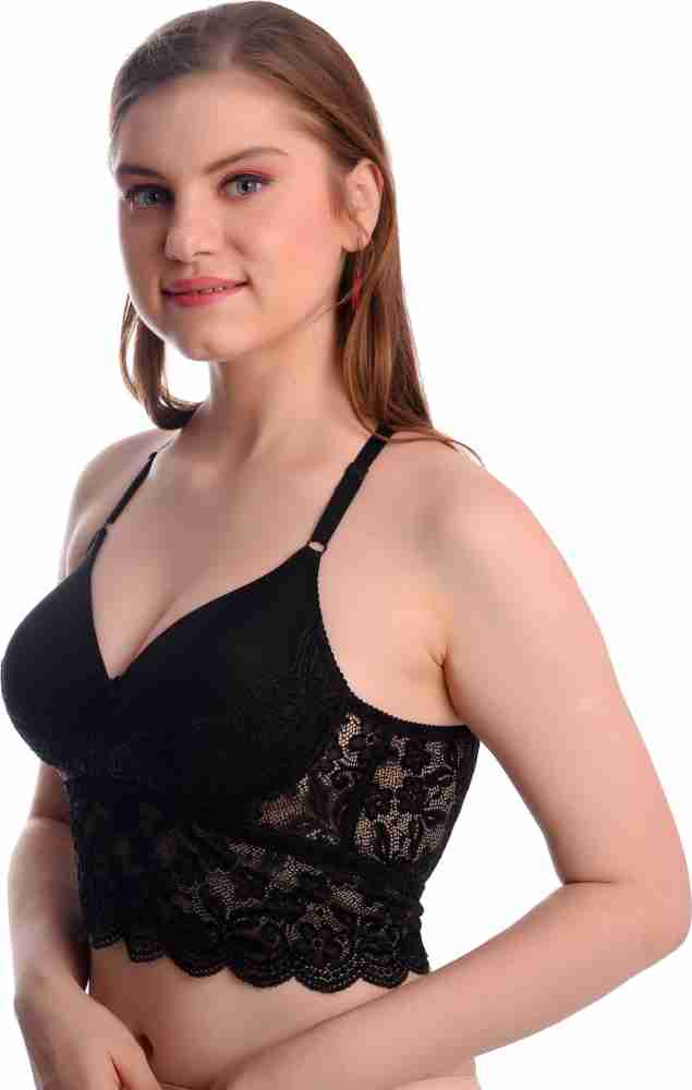 Xhilaration Racerback Bralette Womens Size M in Black Lace Pullover Padded  Bra for sale online