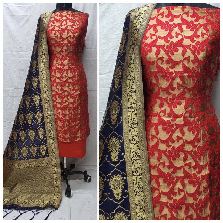 omkar fashion Brocade Embellished Salwar Suit Material Price in India Buy omkar fashion Brocade Embellished Salwar Suit Material online at Flipkart