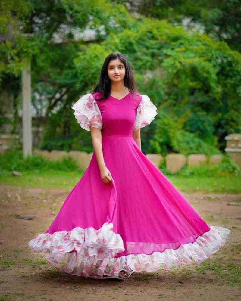 Pink top long frocks