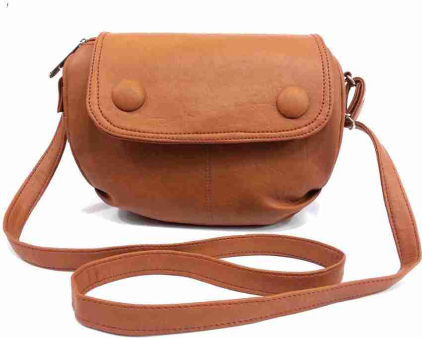 CORAL TREE Brown Sling Bag Square Shape Box Type Upward Opening Leather  Material Sling Handbag Brown - Price in India