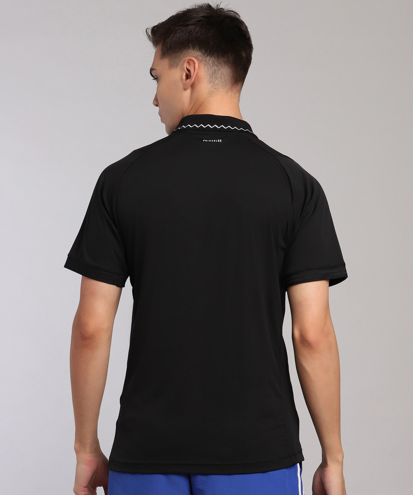 ADIDAS Solid Men Polo Neck Black T Shirt Buy ADIDAS Solid Men