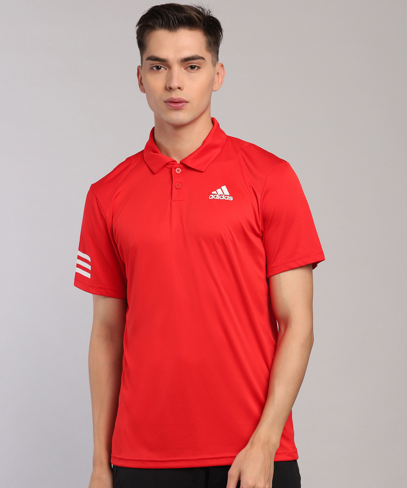 ADIDAS Solid Men Polo Neck Red T Shirt Buy ADIDAS Solid Men Polo