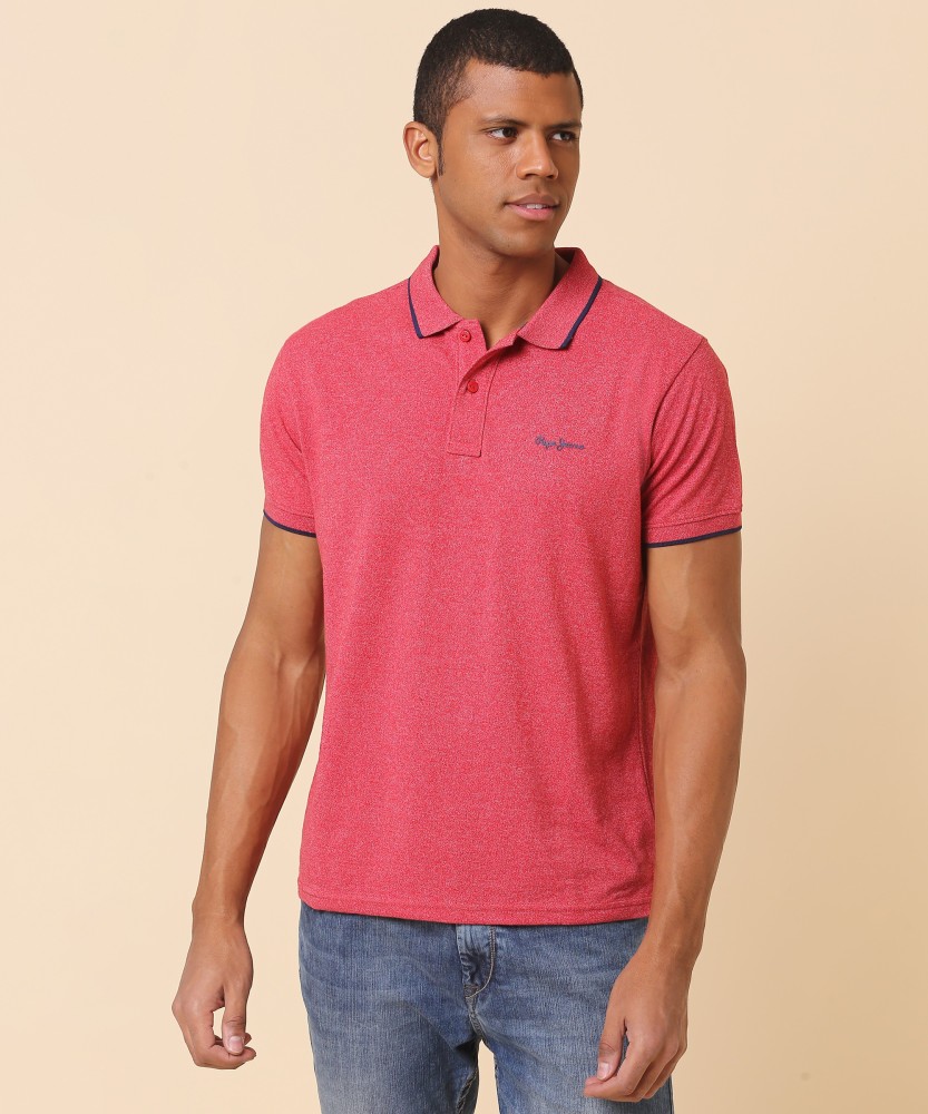 Pepe Jeans Self Design Men Polo Neck Red T Shirt Buy Pepe Jeans