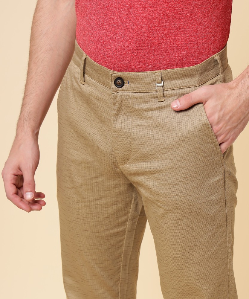 Slim Fit Men Khaki Cotton Lycra Blend Trousers  Price History