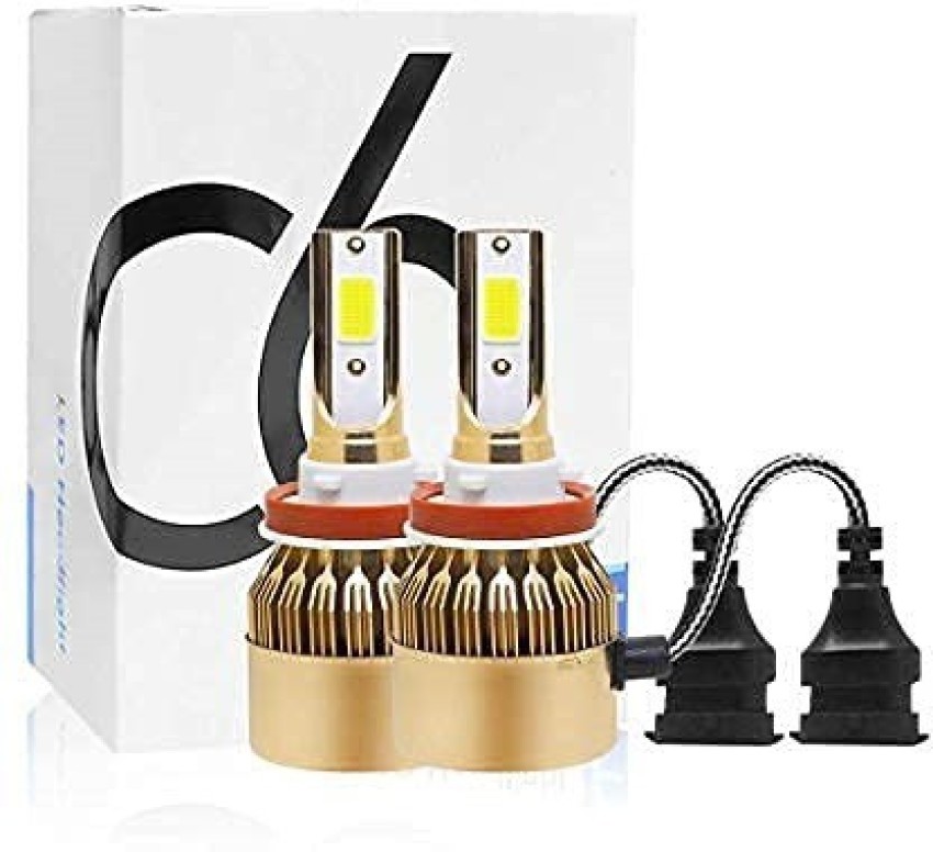 FABTEC H8/H11/H9 50W/4000LM LED Bulb Super Slim Plug & Play All in One  Compact Design Headlight Bulb Conversion Kit for Cars/Bikes/Scooty (Set of  2) ((C6 H8/H9/H11 50w) 6000K White LED Bulbs) Vehical