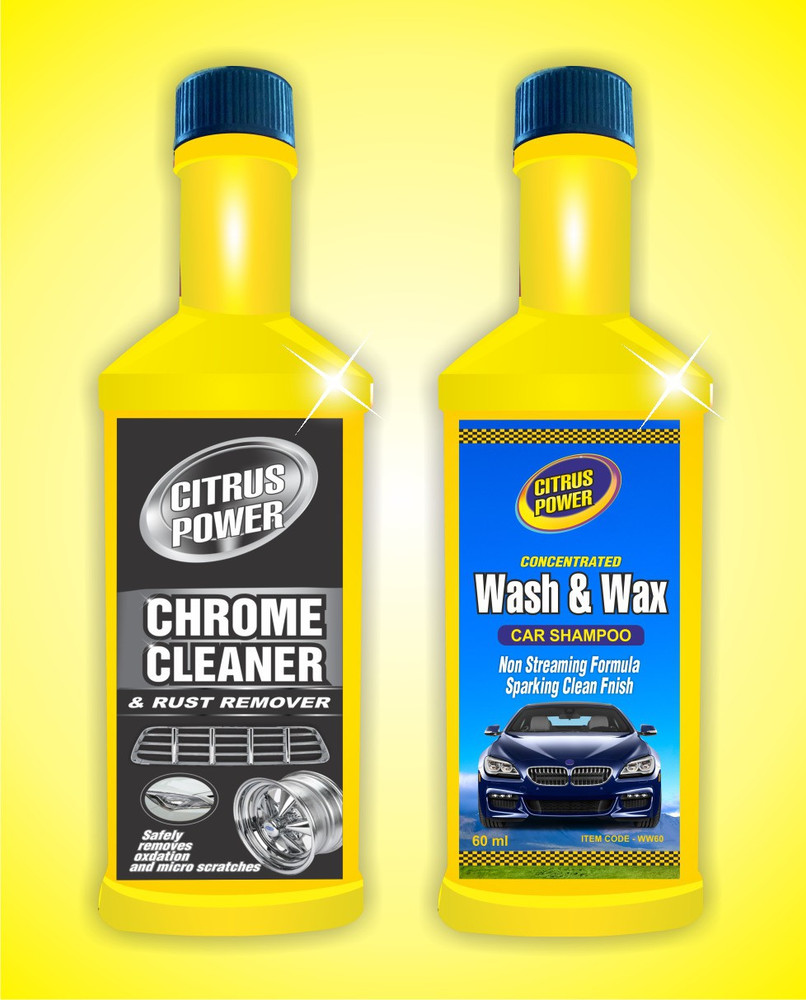 CITRUS POWER Chrome Cleaner 60ml Wash Wax 60ml Car Cleaning Kit Car Washing Liquid
