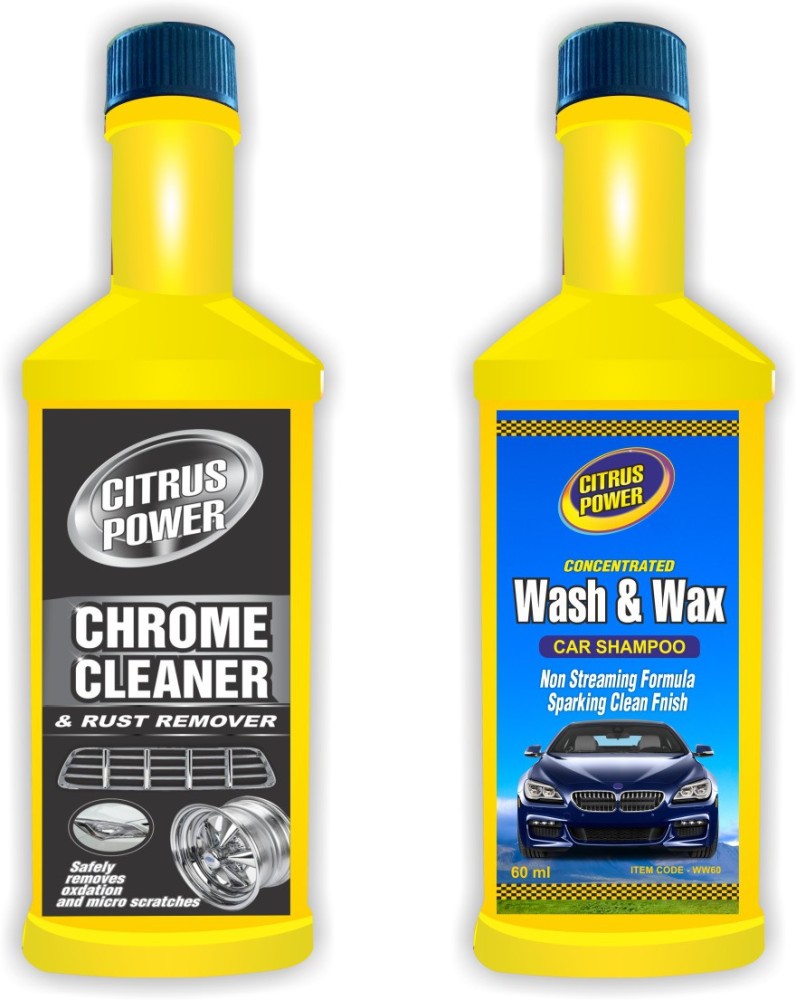 CITRUS POWER Chrome Cleaner 60ml + Wash & Wax 60ml (Car Cleaning Kit) Car  Washing Liquid Price in India - Buy CITRUS POWER Chrome Cleaner 60ml + Wash  & Wax 60ml (Car