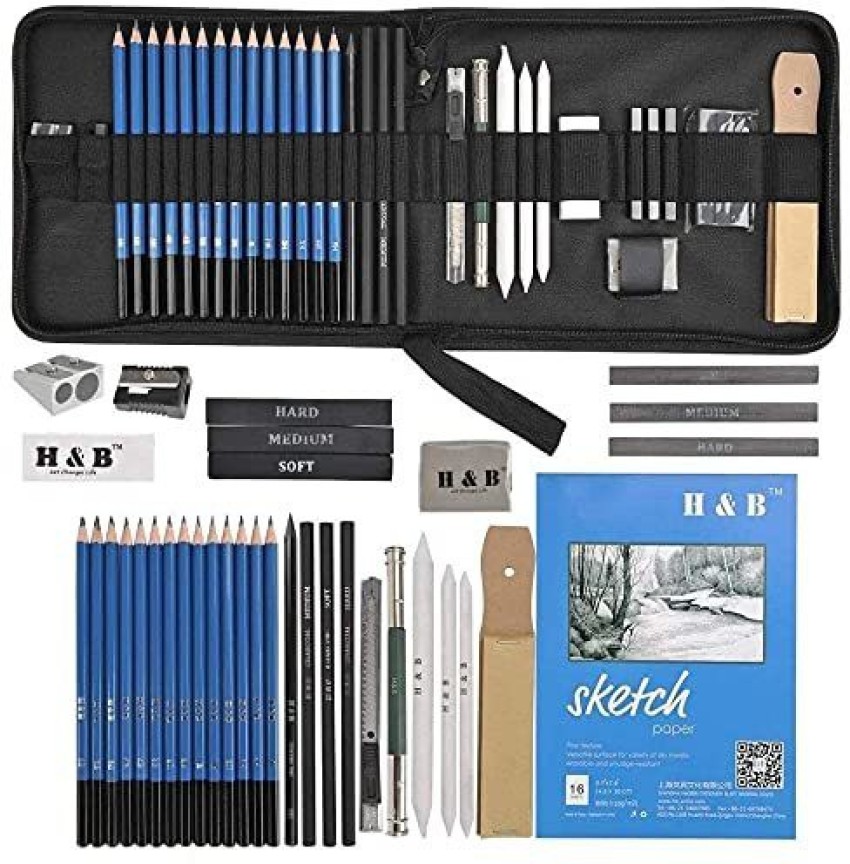 Corslet 47 Pieces Drawring Set Pencil Kit Professional Graphite Charcoal  Sketch Kit Drawing Pencils and Sketching Kit for Artist Painting Shading  Sketch Book with Zipper Carry Bag Drawing Kit for Artists 