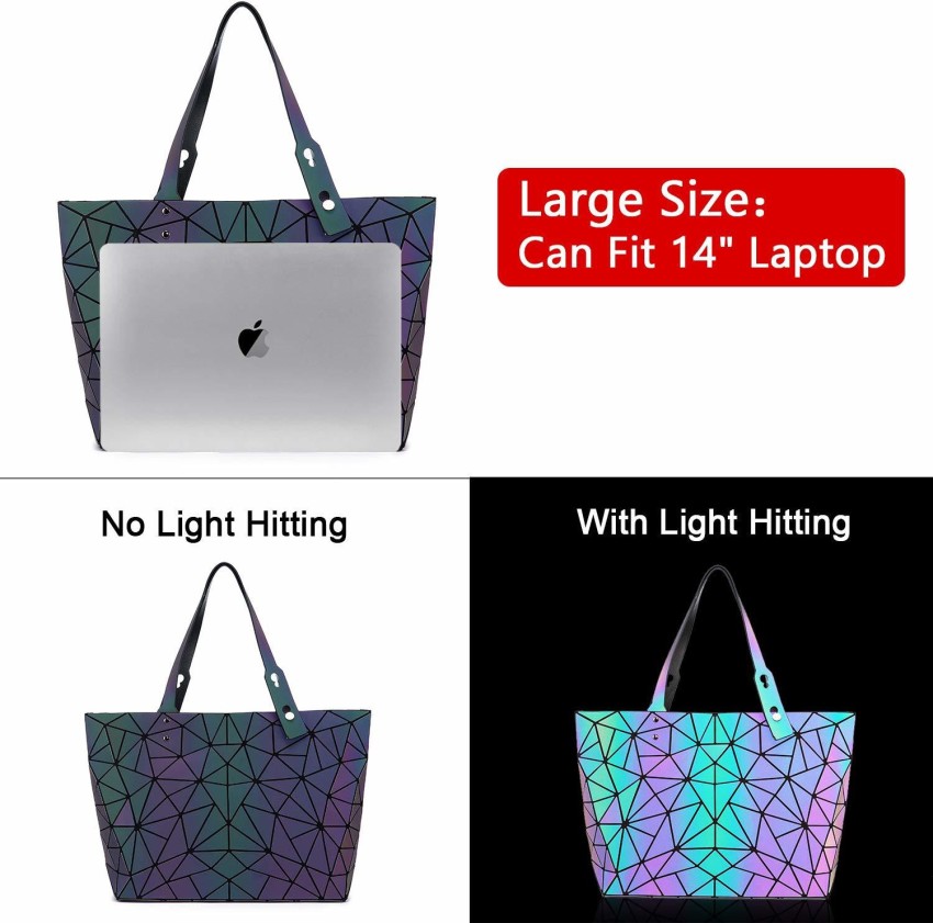 Fashion Luminous Holographic Wallet Rainbow Reflective Handbag geometric  Luminous Wallet Purse With Zipper For Women