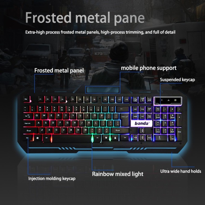 RPM Euro Games Gaming Keyboard With Semi-Mechanical Keys, RGB Backlit