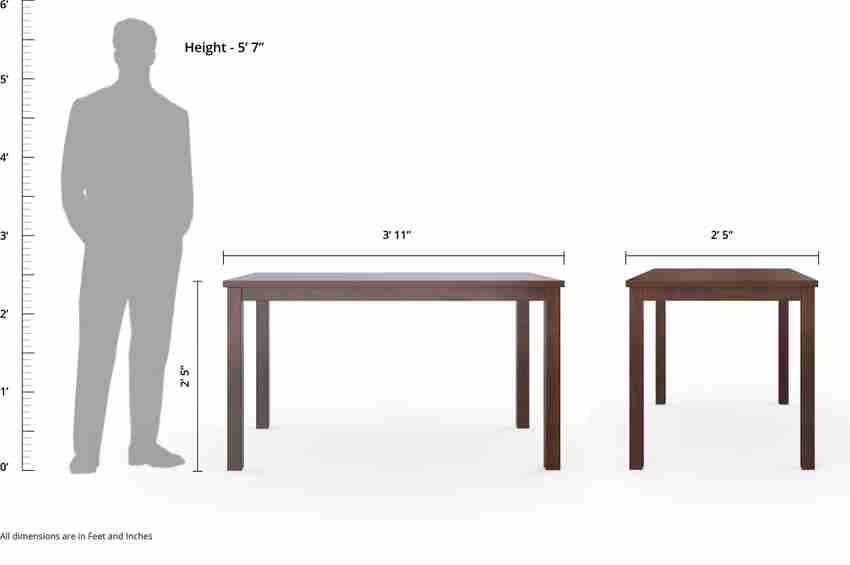 4 seater dining on sale table size in feet