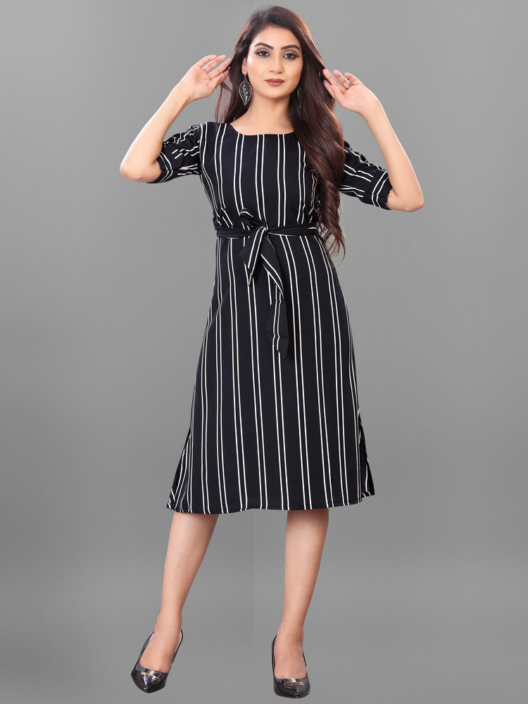 H and m black and deals white striped dress