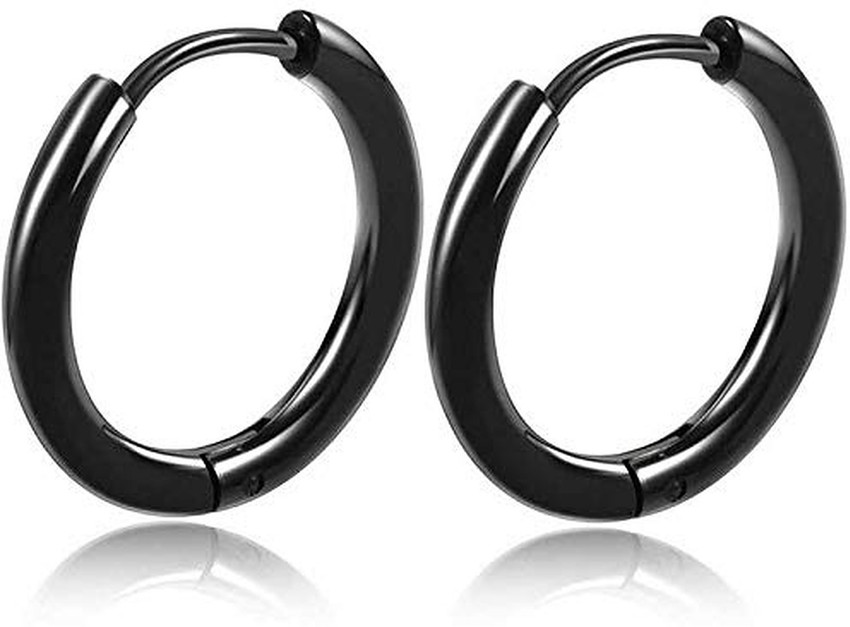 Flipkart Buy Ruhi Collection Big Slim Hoop Bali Black Color Pair Metal Hoop Earring Huggie Earring Online at Best Prices in India