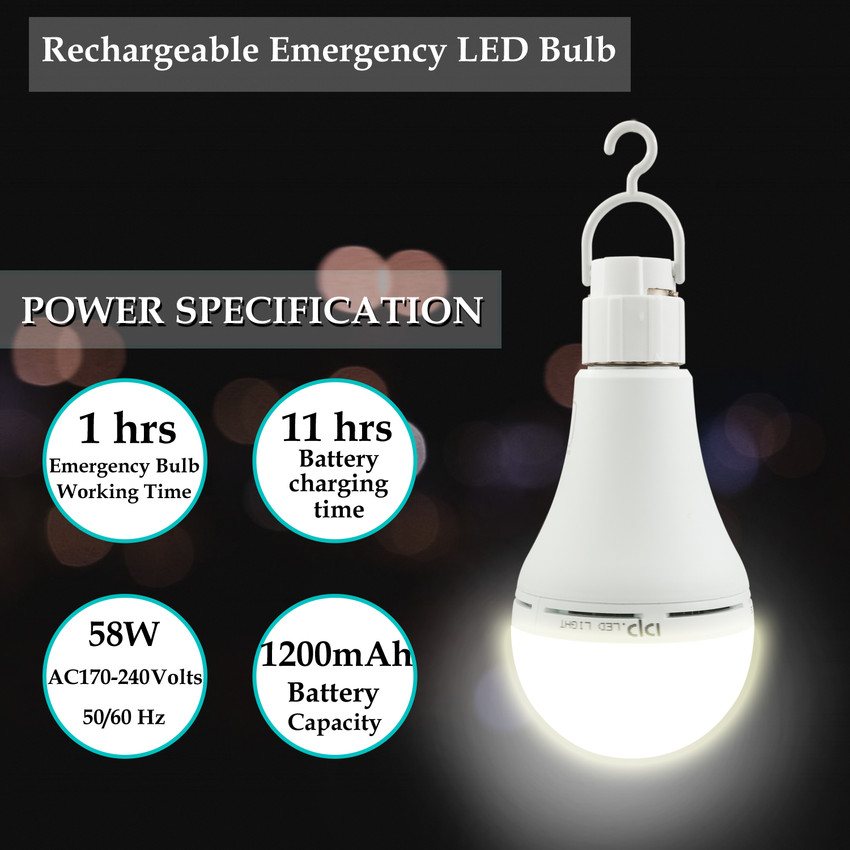 awza 58W Charging Waterproof LED Rechargeable Inverter Bulb with