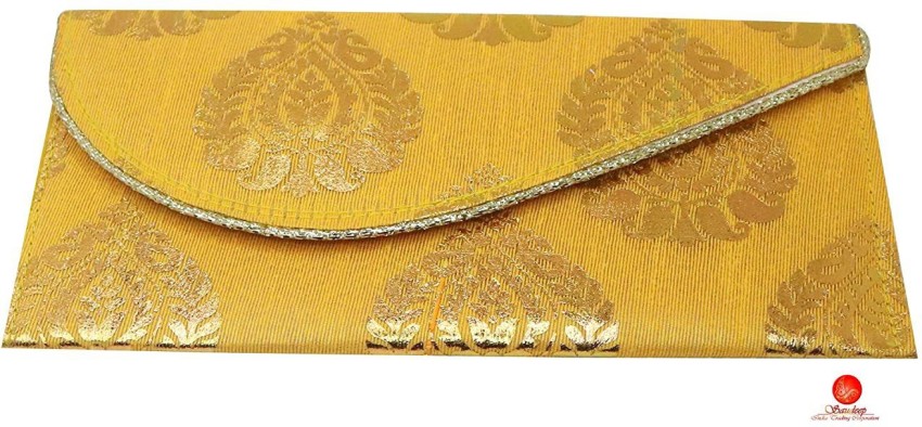Yellow Raw Silk Fabric Wedding Money Gift Envelopes
