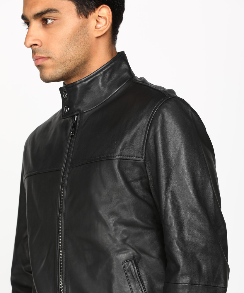 Tommy hilfiger black leather jacket hot sale