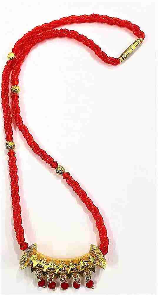 FebTech PahadiI Timaniya With Red 12 Inch Chain Gold Plated