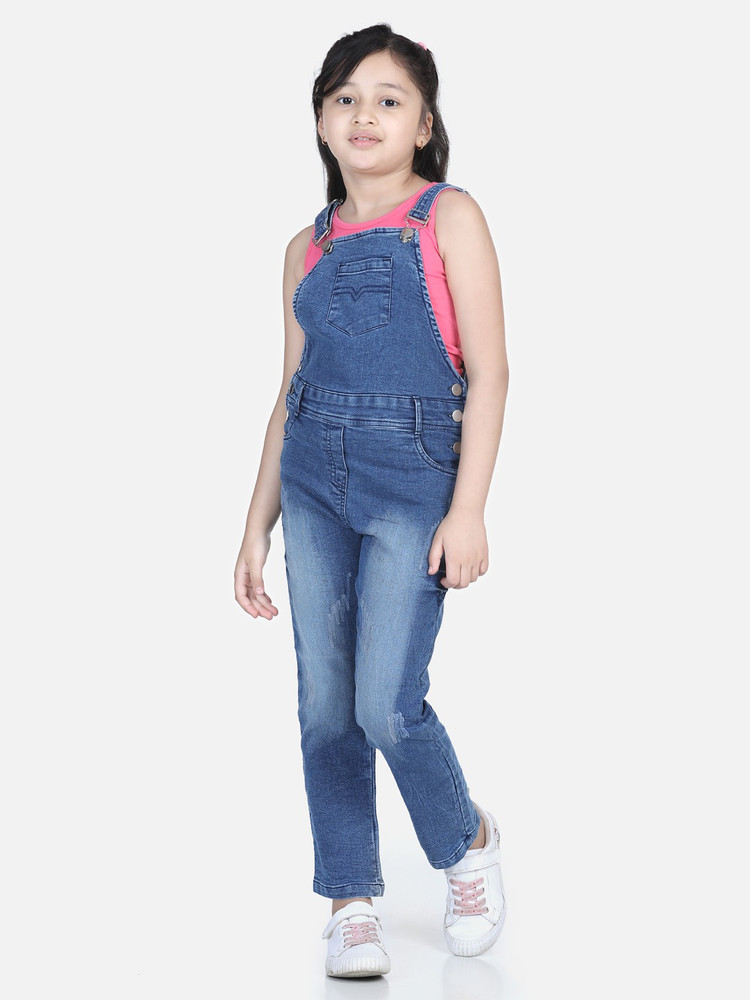 STYLESTONE Dungaree For Girls Casual Solid Denim Price in India