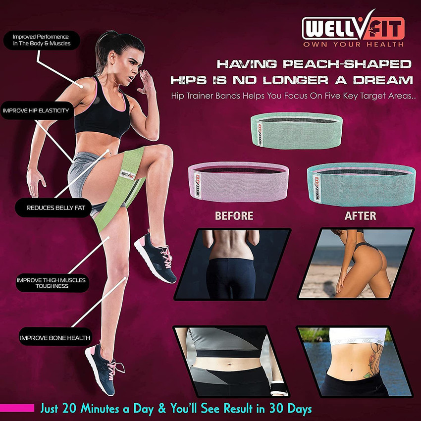 WELLVFIT abric Resistance Loop Bands for Legs Butt Hip Fitness