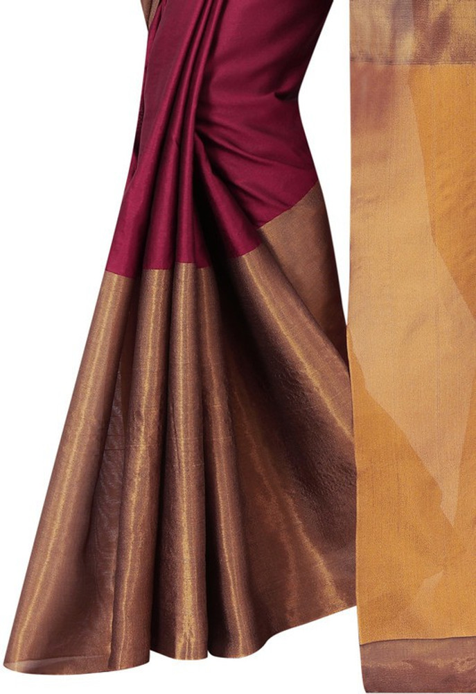 Buy JOY MAKER Solid Plain Bollywood Cotton Blend Red Sarees Online Best Price In India Flipkart