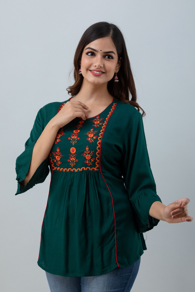 Cheenu Casual Embroidered Women Green Top Buy Cheenu Casual Embroidered Women Green Top Online at Best Prices in India Flipkart