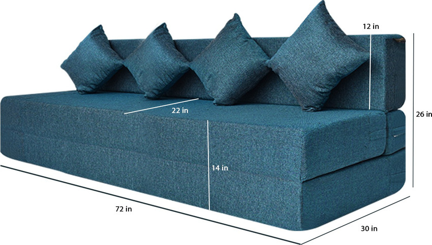 Fresh Up 72x72x7 Inches 4 Seater Double Foam Fold Out Sofa Cum Bed