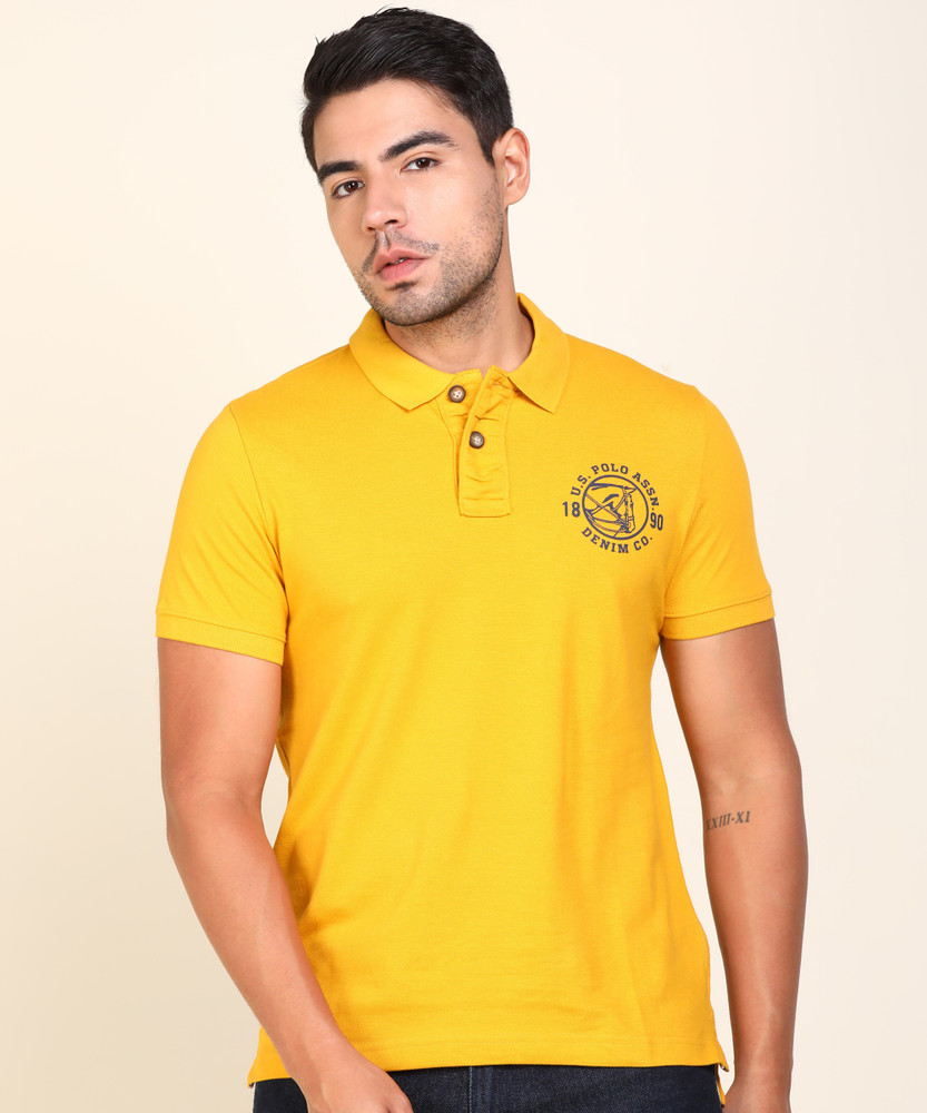 U.S. POLO ASSN. Solid Men Polo Neck Yellow T Shirt Buy U.S. POLO