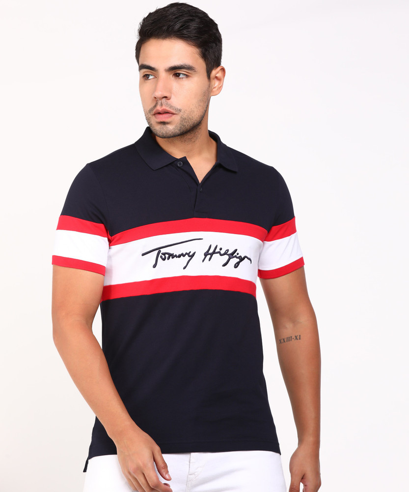 TOMMY HILFIGER Colorblock Men Polo Neck Red White Black T Shirt Buy TOMMY HILFIGER Colorblock Men Polo Neck Red White Black T Shirt Online at Best Prices in India Flipkart