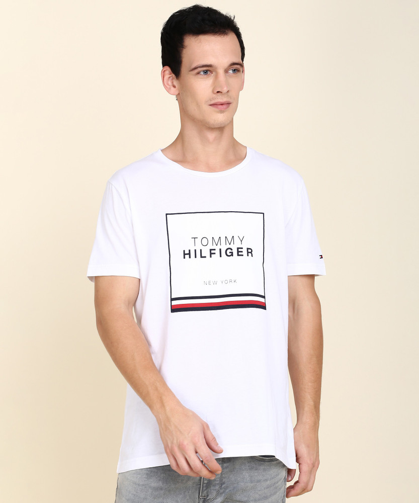 TOMMY HILFIGER Printed Men Round Neck White T Shirt Buy TOMMY