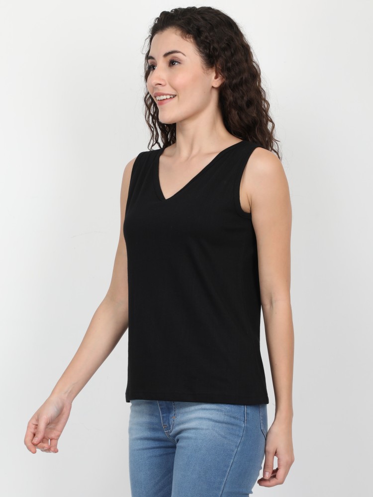 ECOLINE Clothing Casual Solid Women Black Top - Buy ECOLINE Clothing Casual  Solid Women Black Top Online at Best Prices in India