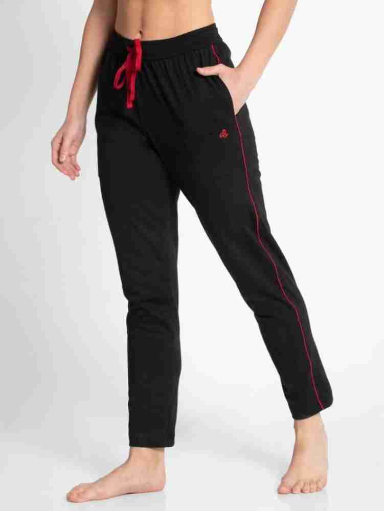 JOCKEY Solid Women Black Track Pants - Buy Black / Jester Red JOCKEY Solid  Women Black Track Pants Online at Best Prices in India