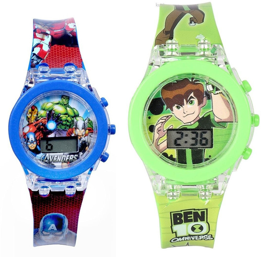 STT Avengers Ben 10 Kids Analog Led Glowing Light Watch for Kids